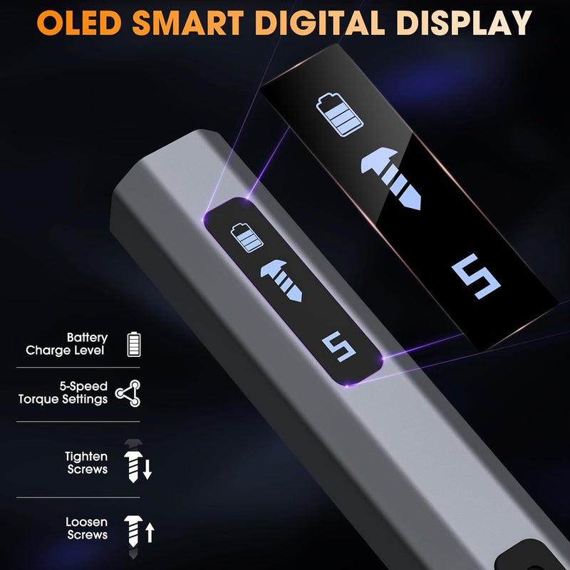 Tanso Mini Electric Screwdriver Set,3.7V Precision Screwdriver Set 66 in 1 Magnetic Drill,HD Display,5 Torque Settings,4 LED Lights, Portable Repair Tool Kit for Computer,Phone, Watch,Camer,Glasses - Image 2